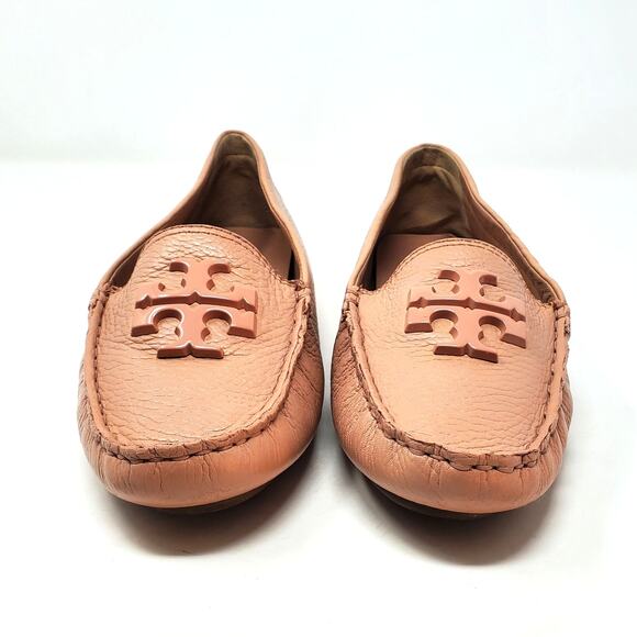 Tory Burch Everly Driver Tumbled Leather Slip On Loafer Pink Moon 85159 Size 9M - Picture 4 of 9
